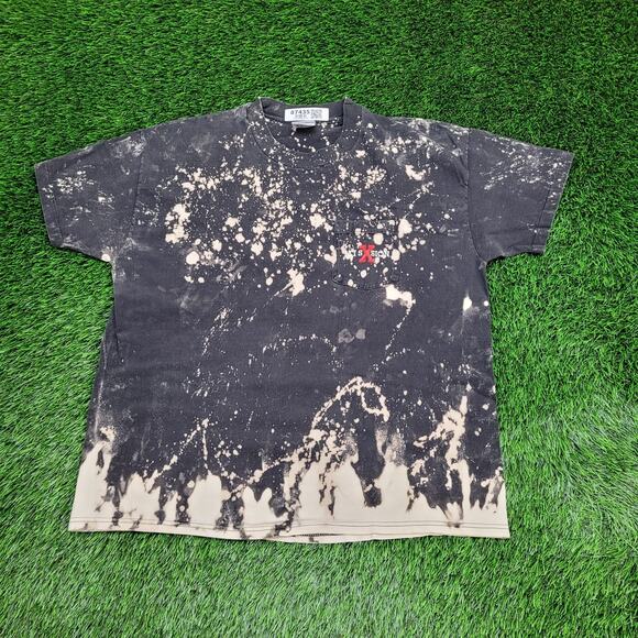 Vintage 90s Mission X Statement Shirt XL 23x27 Bleached Black Fire Flames - Picture 2 of 14